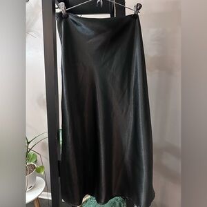 Black Satin Midi Skirt